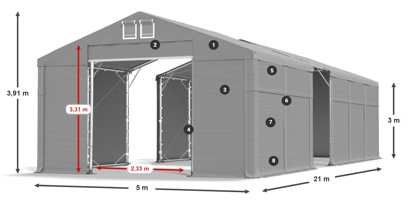Streha: FR 620 PVC Stene: SD 500 PVC 3 m legenda