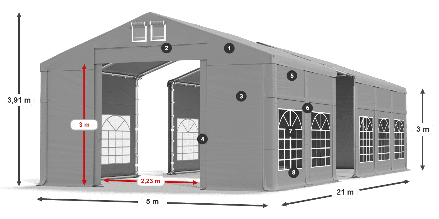 Streha: FR 620 PVC Stene: SD 500 PVC 3 m legenda