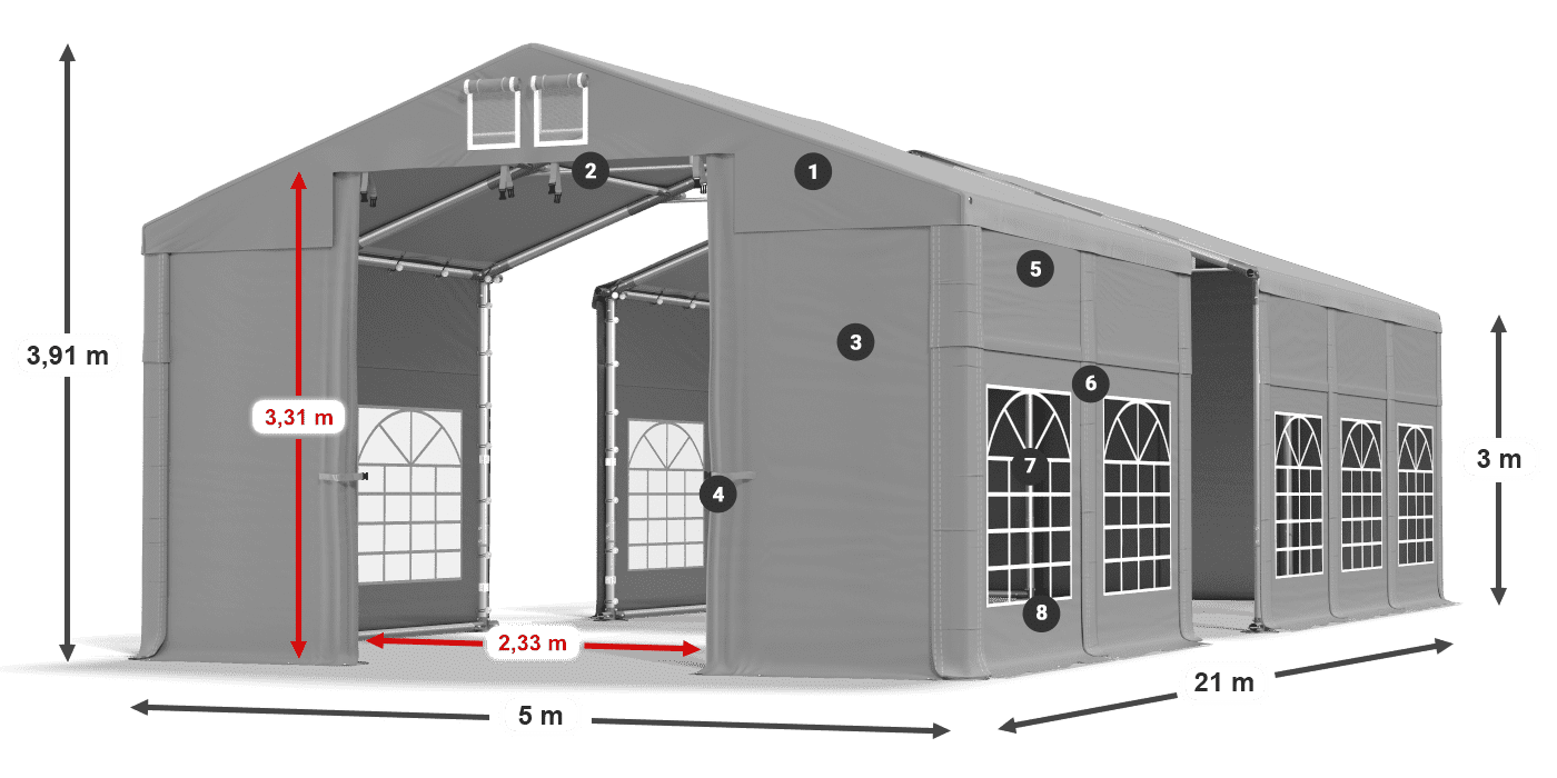 Streha: FR 620 PVC Stene: SD 500 PVC 3 m legenda