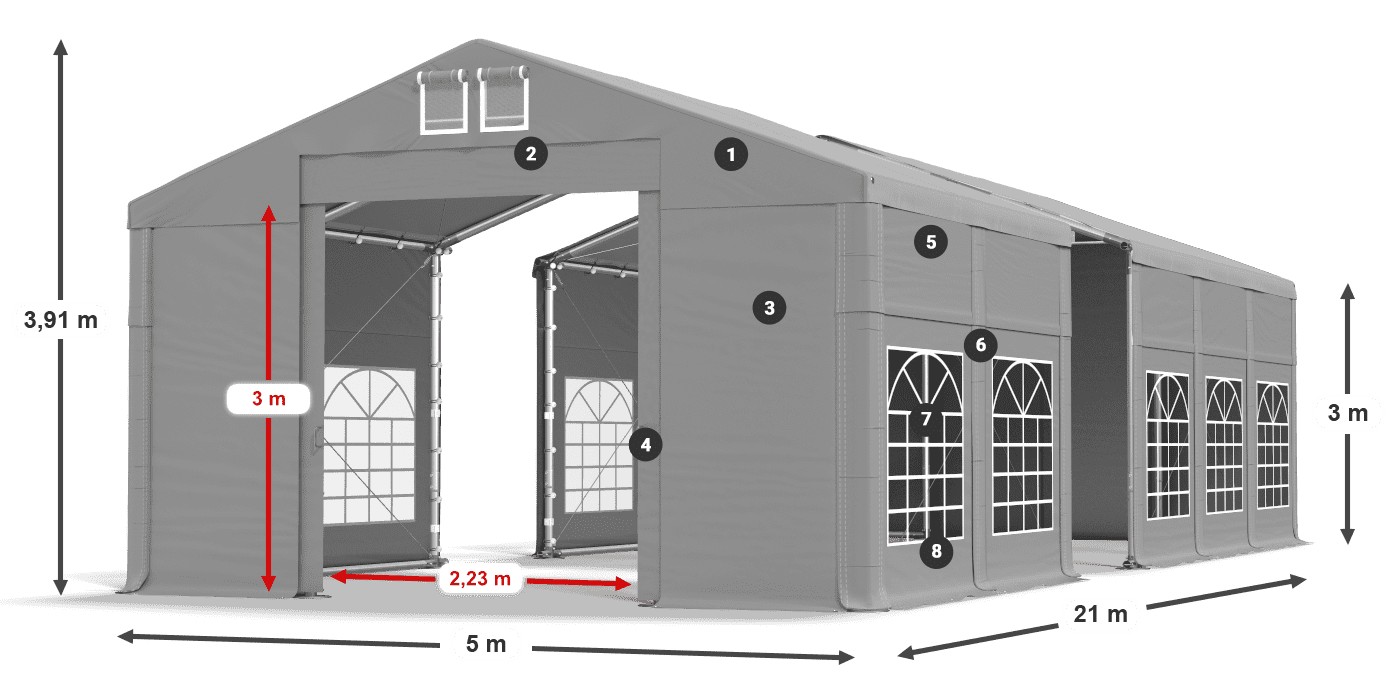 Streha: FR 620 PVC Stene: SD 500 PVC 3 m legenda