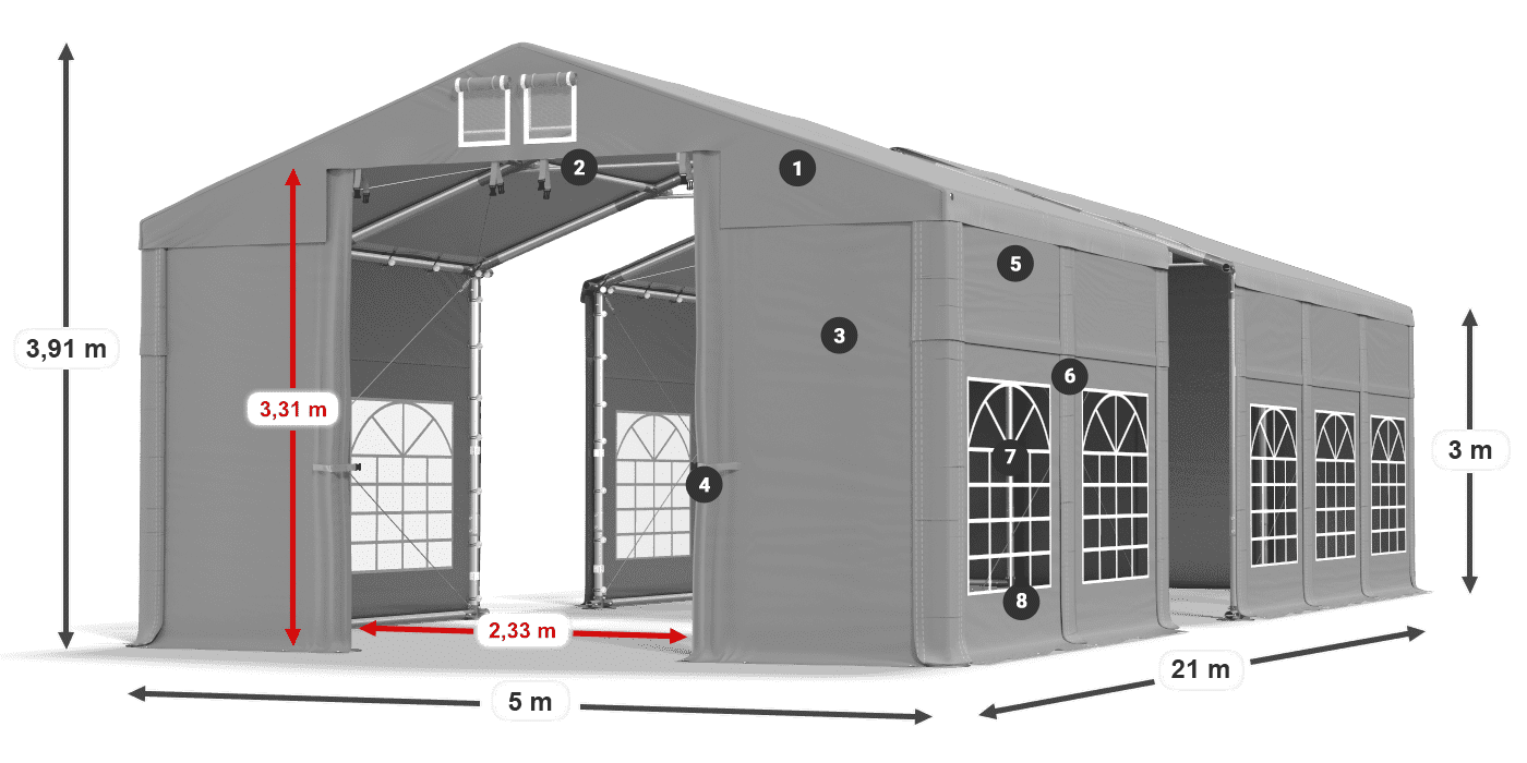 Streha: FR 620 PVC Stene: SD 500 PVC 3 m legenda