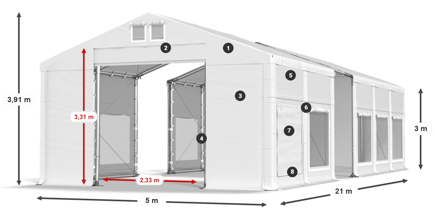 Streha: FR 620 PVC Stene: SD 500 PVC 3 m legenda