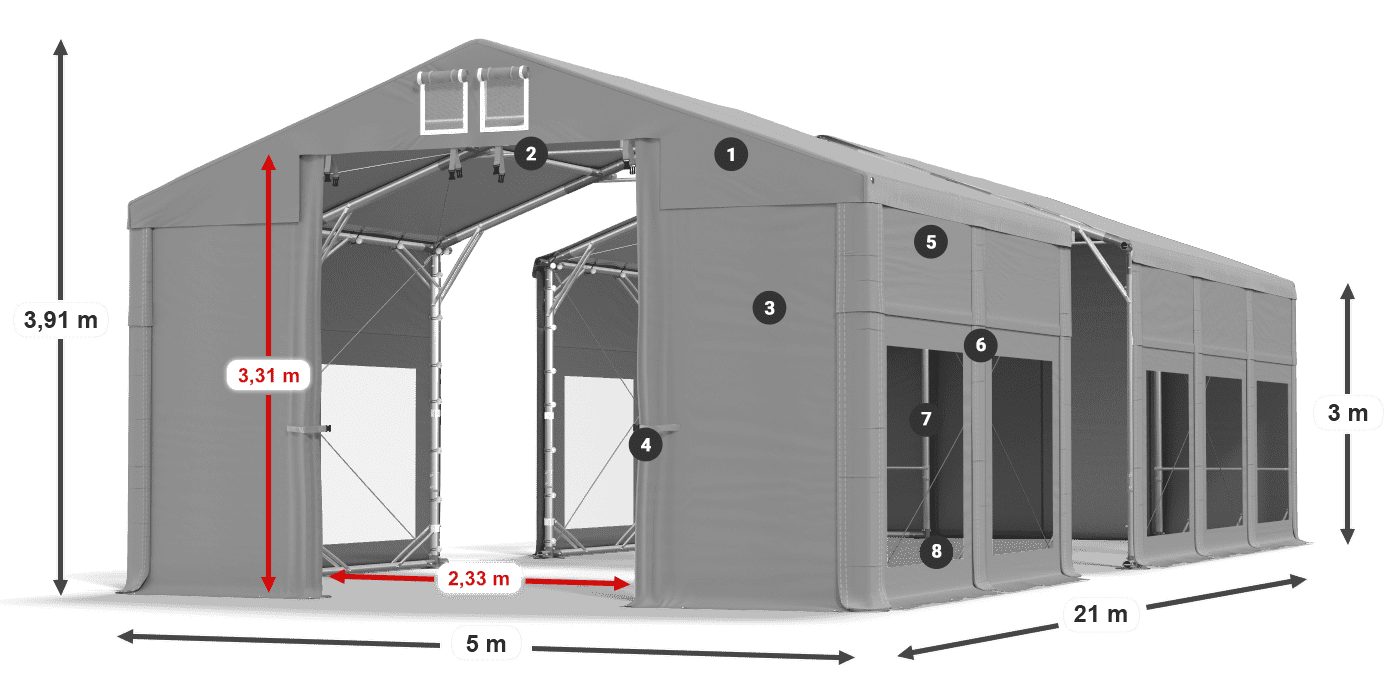Streha: MS 580 PVC Stene: MS 580 PVC 3 m legenda