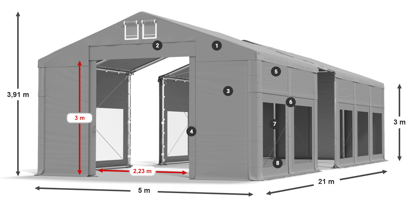 Streha: MS 580 PVC Stene: MS 580 PVC 3 m legenda