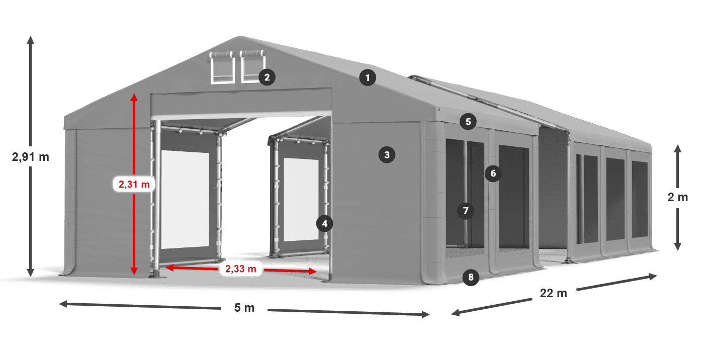 Streha: MS 580 PVC Stene: MS 580 PVC 2 m legenda