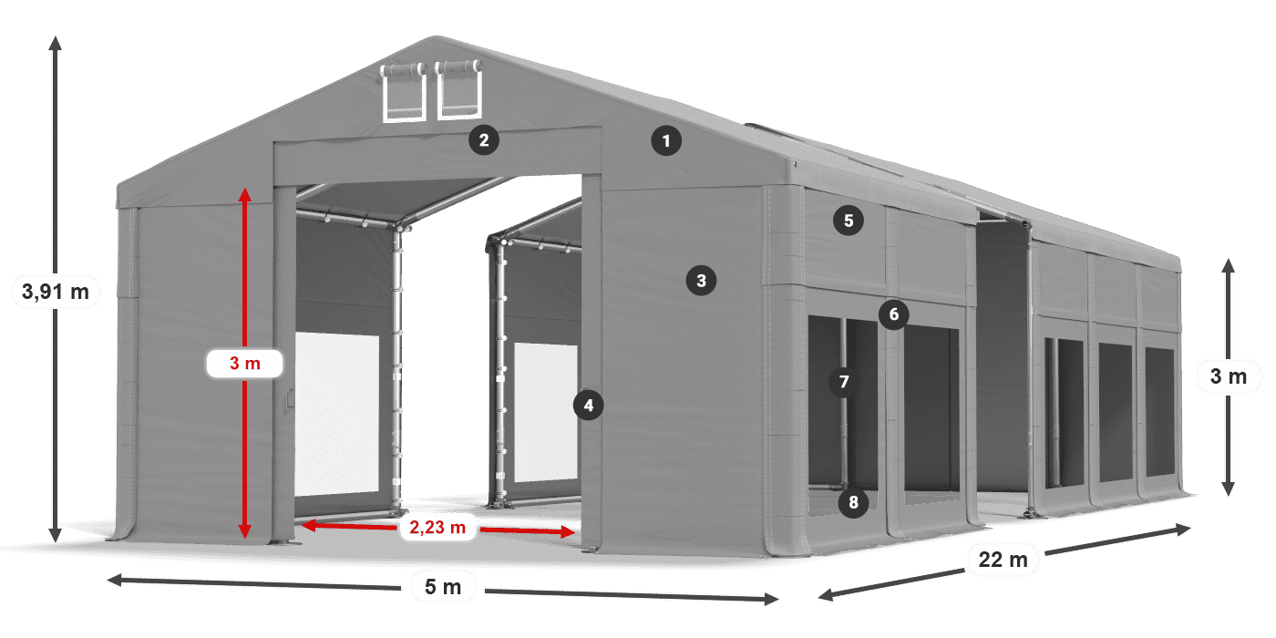 Streha: FR 620 PVC Stene: MS 580 PVC 3 m legenda
