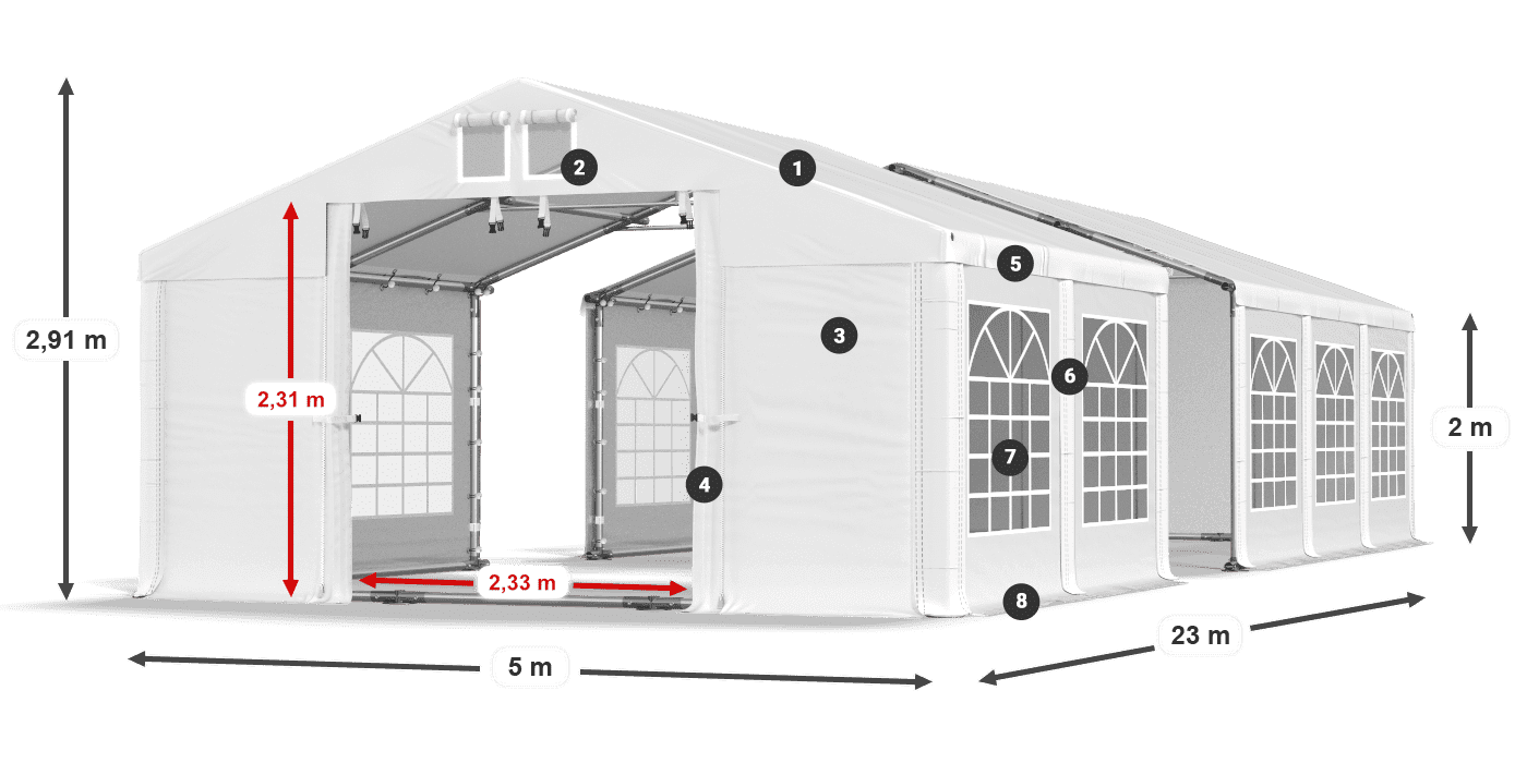 Streha: MS 580 PVC Stene: FR 620 PVC 2 m legenda