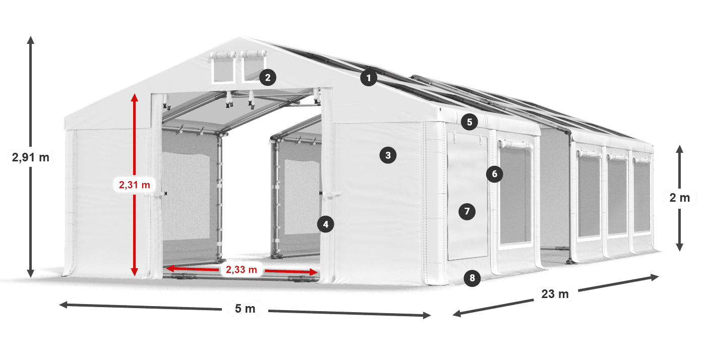 Streha: MS T 580 PVC Stene: SDM 500 PVC 2 m legenda