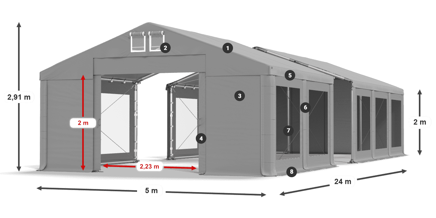 Streha: MS 580 PVC Stene: MS 580 PVC 2 m legenda