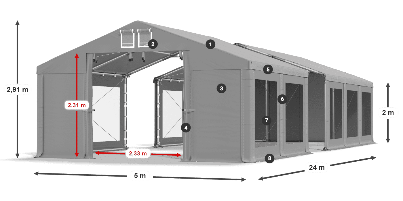 Streha: MS 580 PVC Stene: MS 580 PVC 2 m legenda