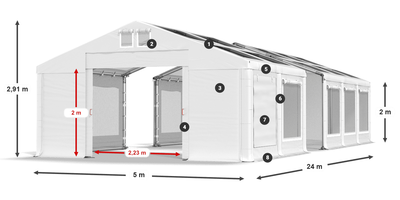 Streha: MS T 580 PVC Stene: SDM 500 PVC 2 m legenda