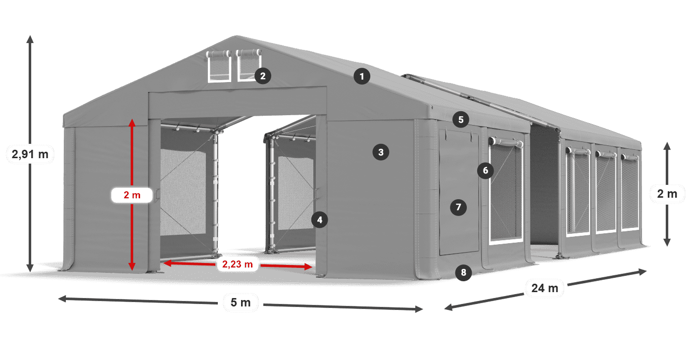 Streha: MS 580 PVC Stene: SD M 500 PVC 2 m legenda