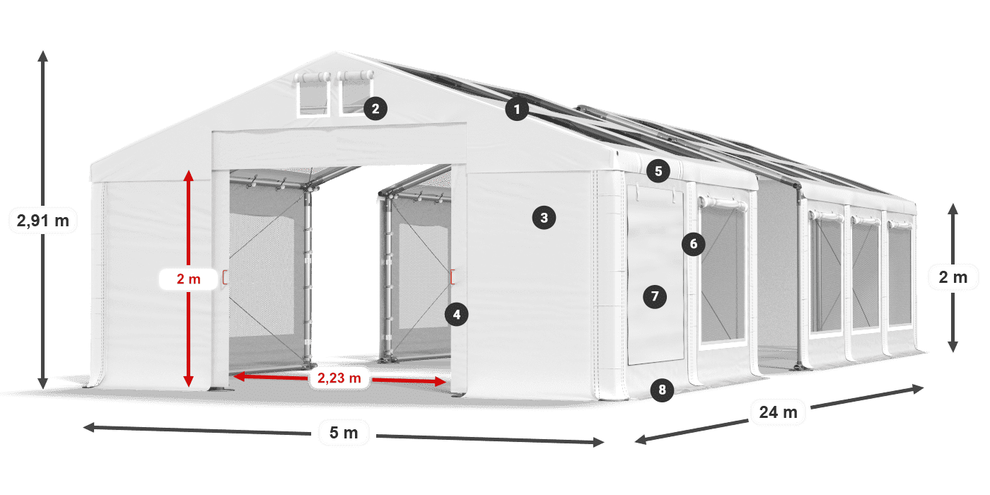 Streha: MS T 580 PVC Stene: SDM 500 PVC 2 m legenda
