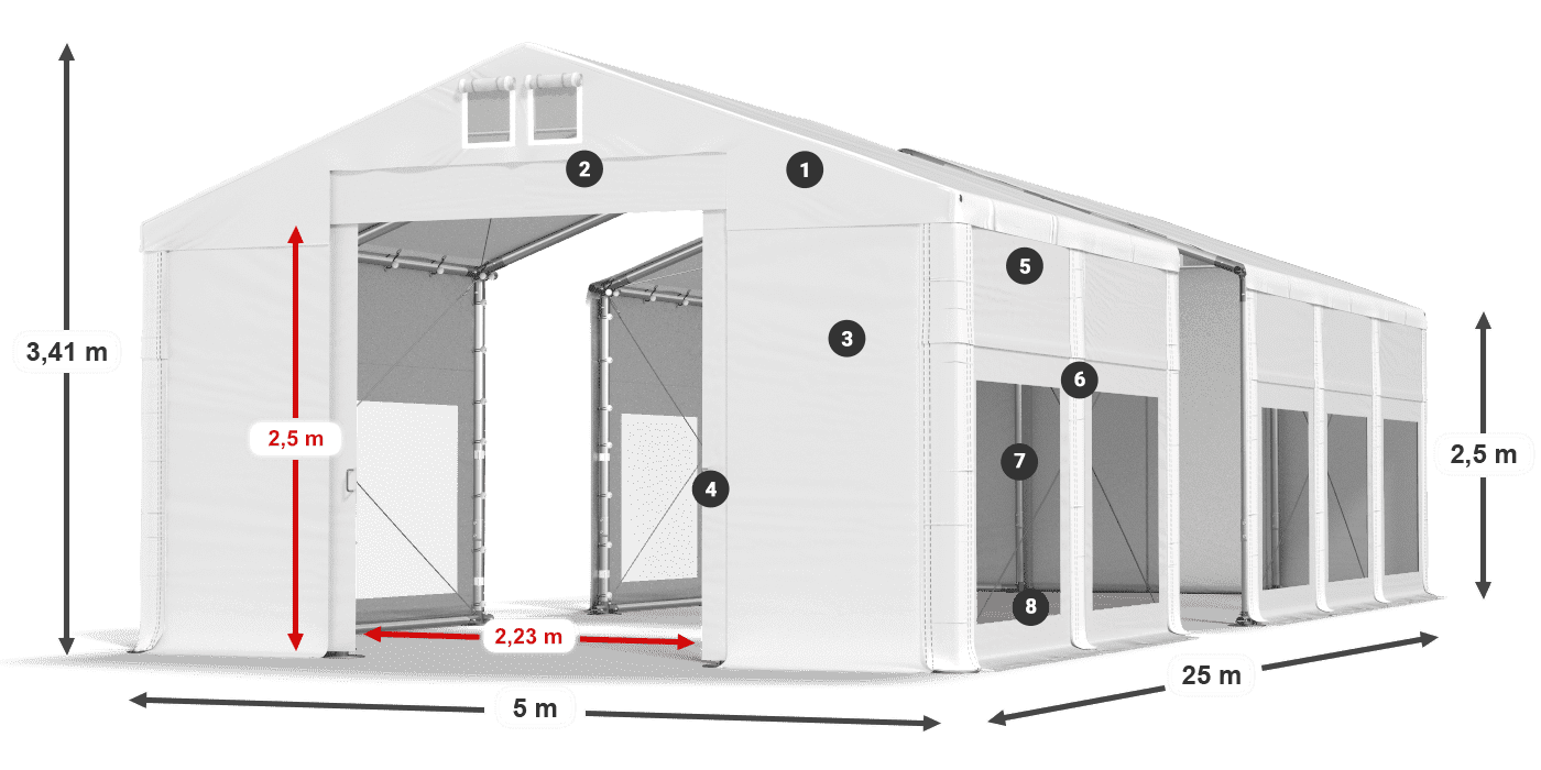 Streha: MS 580 PVC Stene: MS 580 PVC 2,5 m legenda