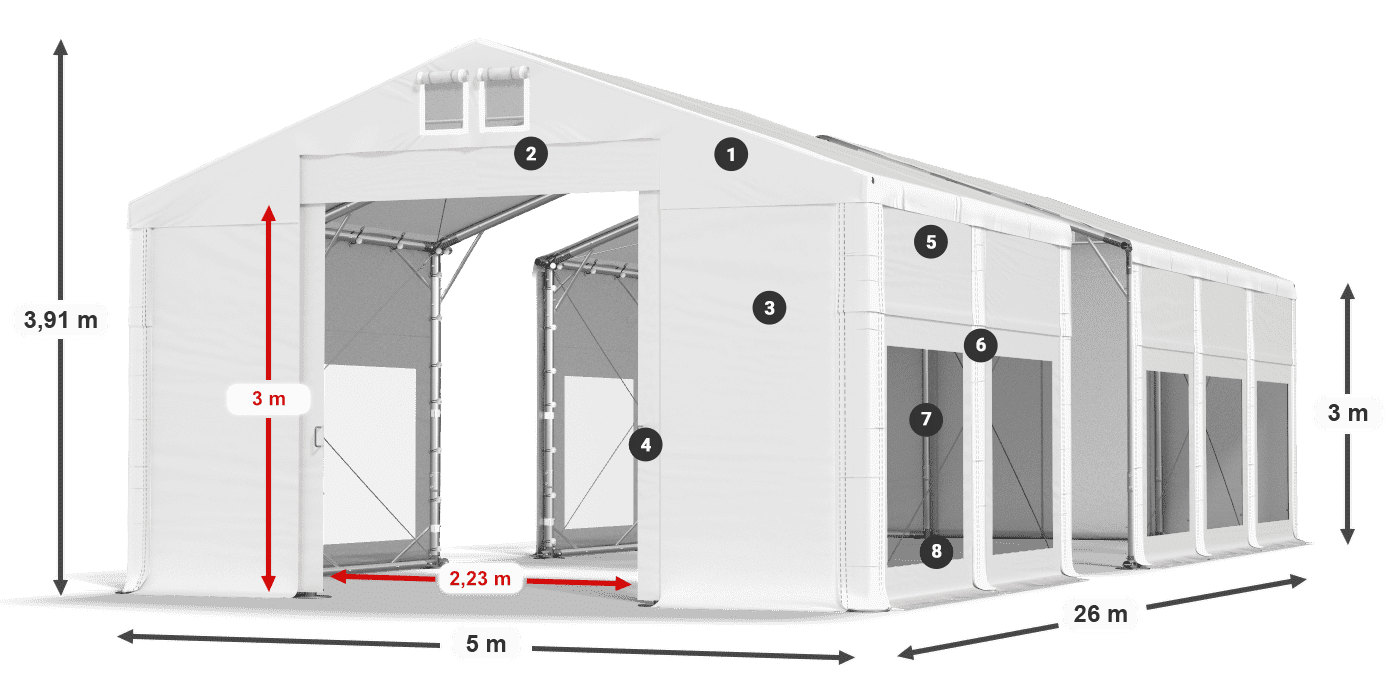 Streha: FR 620 PVC Stene: MS 580 PVC 3 m legenda