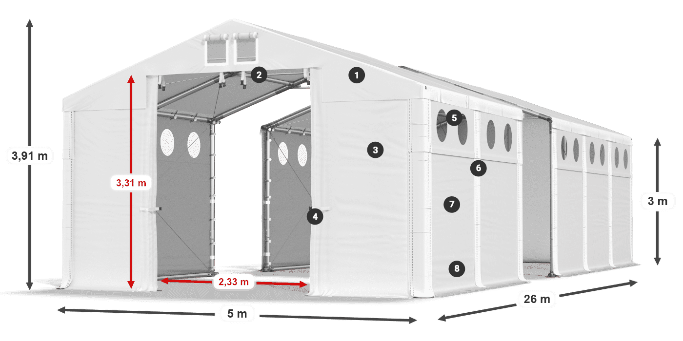 Streha: FR 620 PVC Stene: SD O 500 PVC 3 m legenda