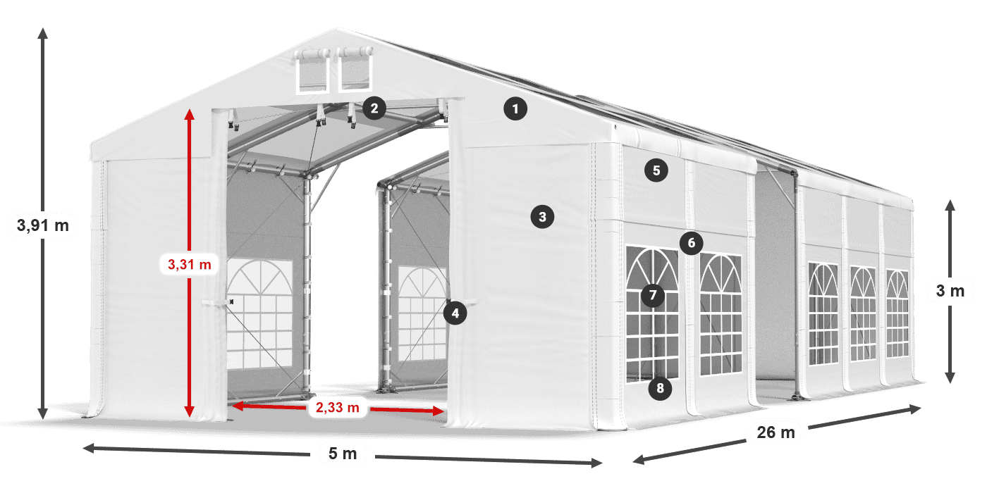 Streha: MS T 580 PVC Stene: FR 620 PVC 3 m legenda