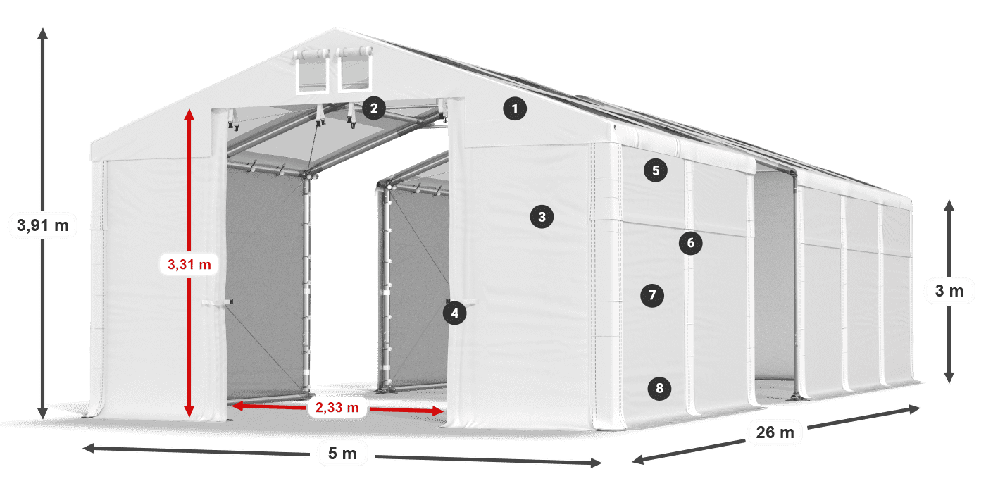 Streha: MS T 580 PVC Stene: FR 620 PVC 3 m legenda