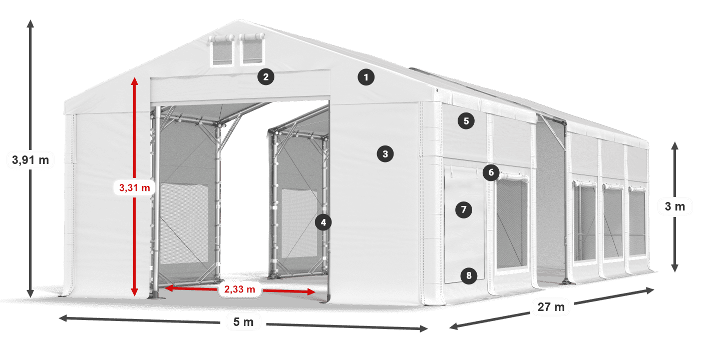 Streha: FR 620 PVC Stene: SD 500 PVC 3 m legenda