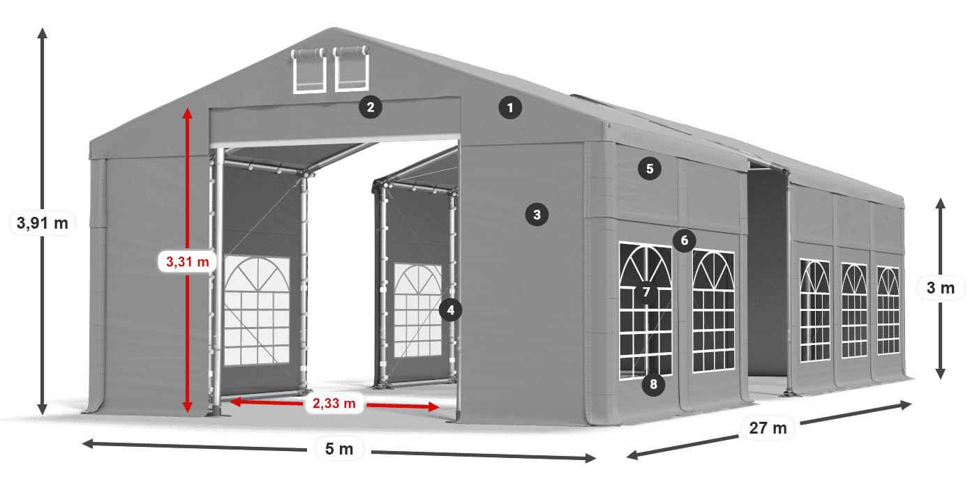 Streha: FR 620 PVC Stene: SD 500 PVC 3 m legenda