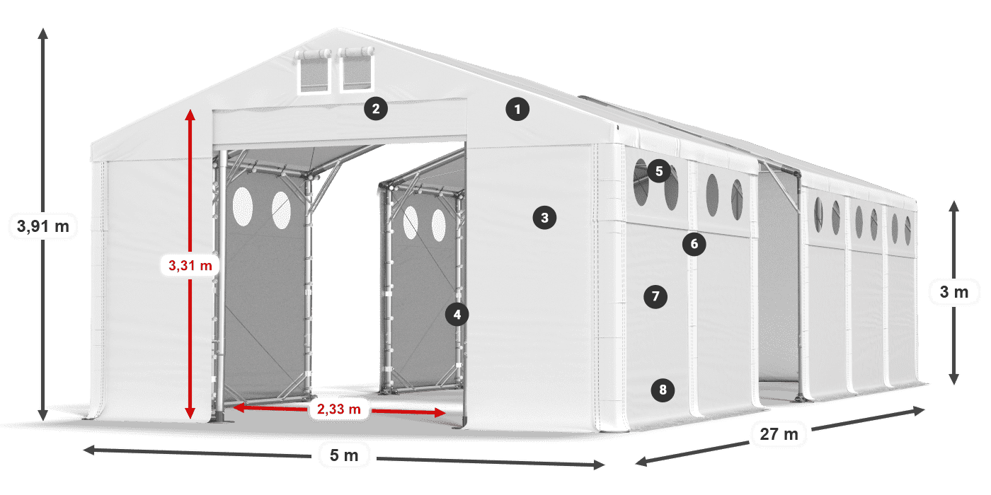 Streha: MS 580 PVC Stene: FR O 620 PVC 3 m legenda