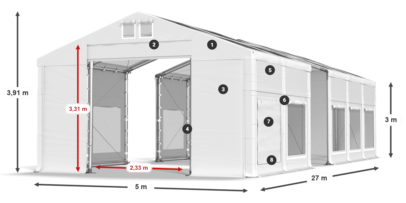 Streha: MS T 580 PVC Stene: SD M 500 PVC 3 m legenda