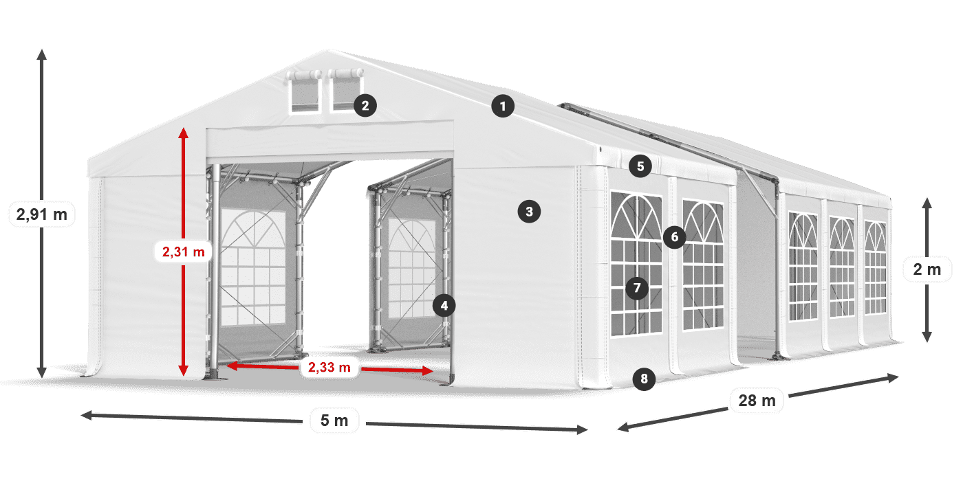 Streha: SD 560 PVC Stene: FR 620 PVC Legenda 2 m