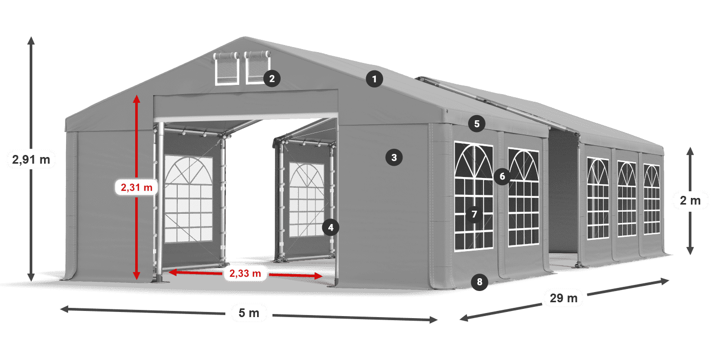 Streha: FR 620 PVC Stene: SD 500 PVC 2 m legenda