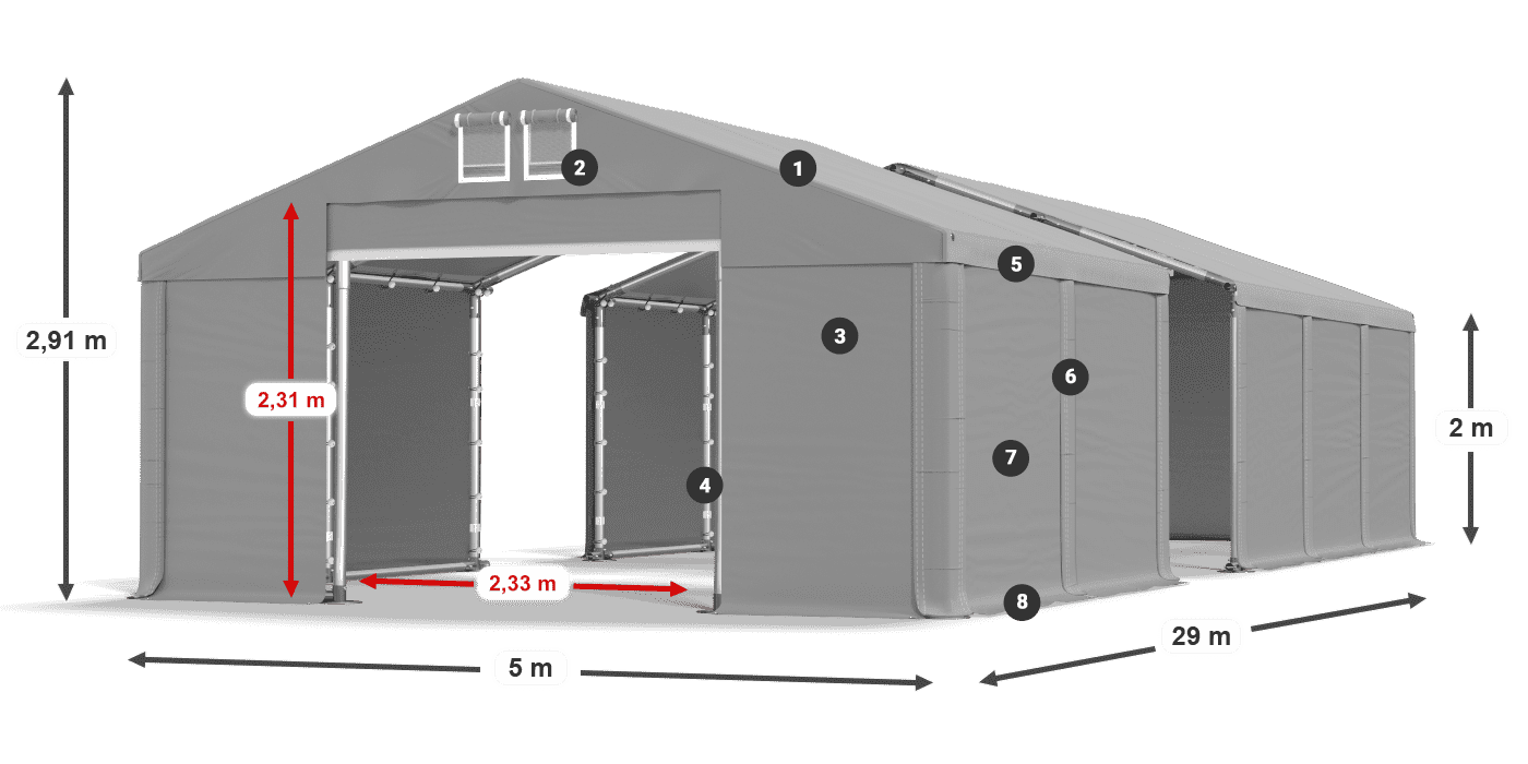 Streha: MS 580 PVC Stene: SD 500 PVC 2 m legenda