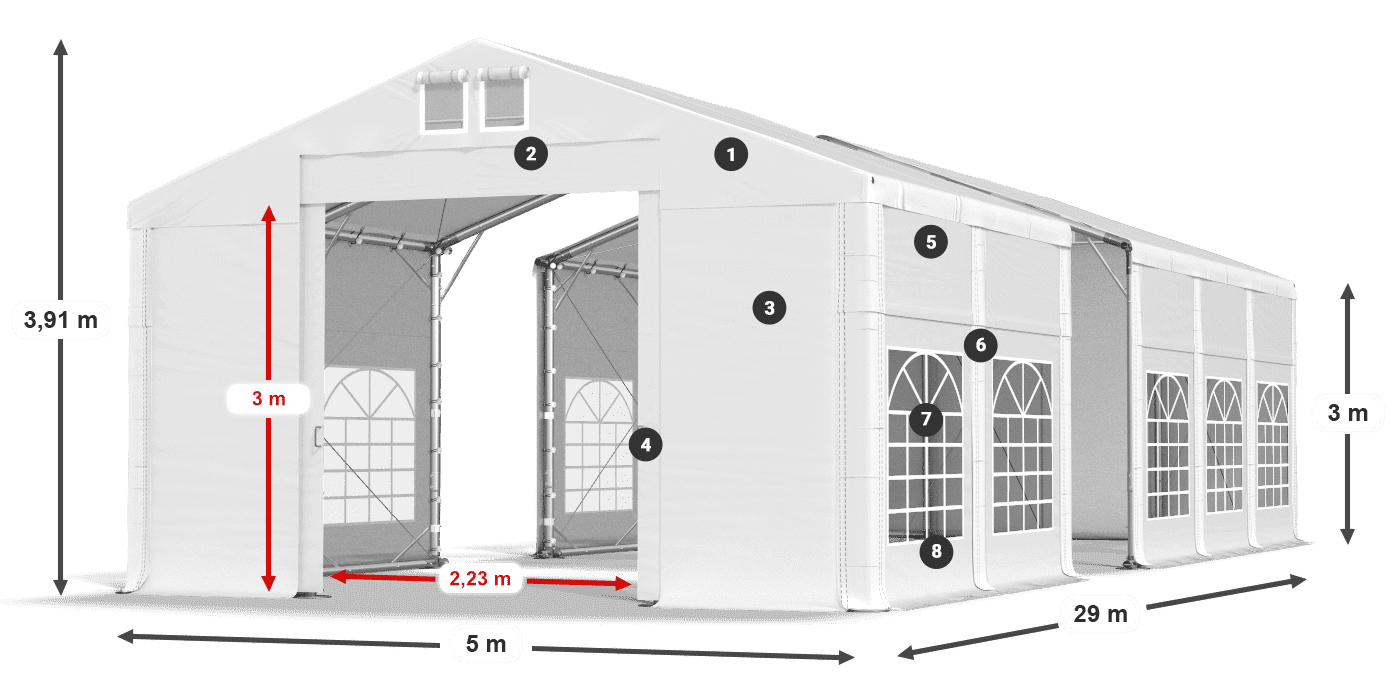 Streha: MS 580 PVC Stene: FR 620 PVC 3 m legenda