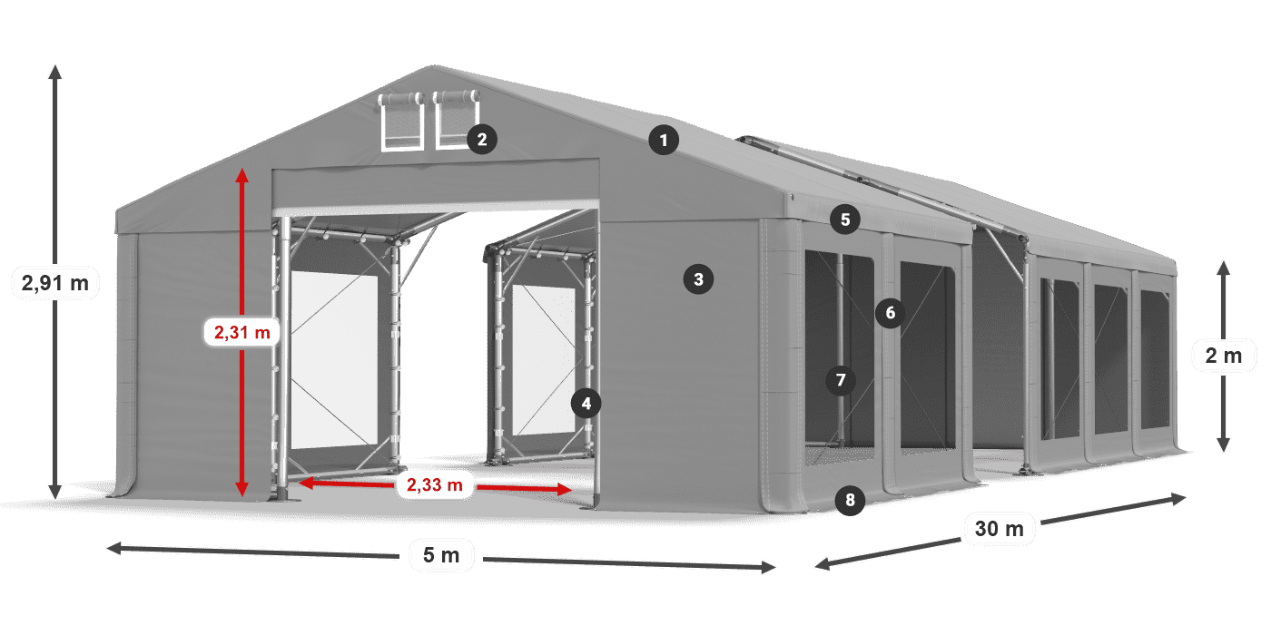 Streha: MS 580 PVC Stene: MS 580 PVC 2 m legenda