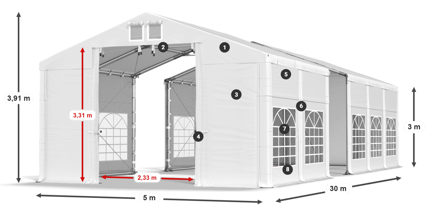 Streha: MS 580 PVC Stene: FR 620 PVC 3 m legenda