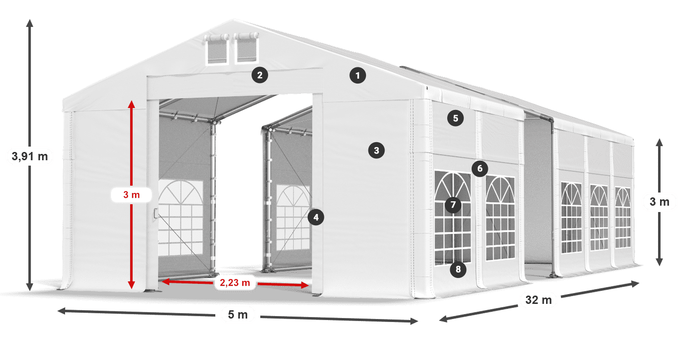 Streha: MS 580 PVC Stene: FR 620 PVC 3 m legenda