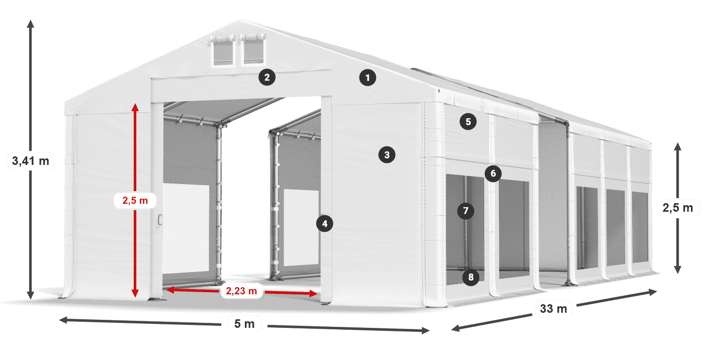 Streha: MS 580 PVC Stene: MS 580 PVC 2,5 m legenda