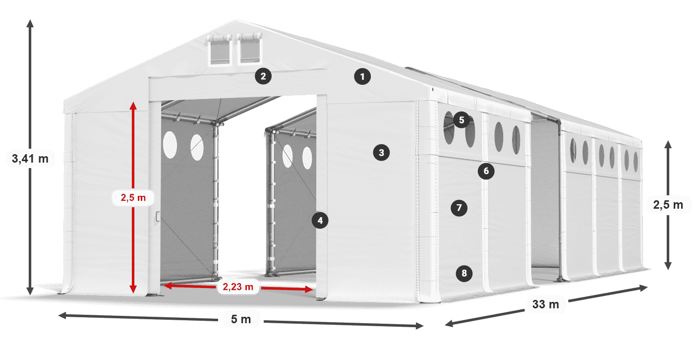 Streha: MS 580 PVC Stene: SD O 500 PVC 2,5 m legenda