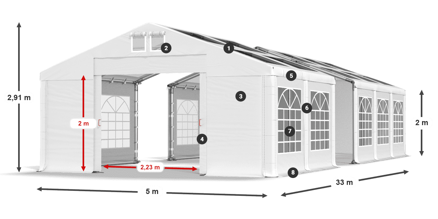 Streha: MS T 580 PVC Stene: FR 620 PVC 2 m legenda