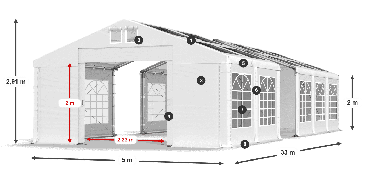 Streha: MS T 580 PVC Stene: FR 620 PVC 2 m legenda