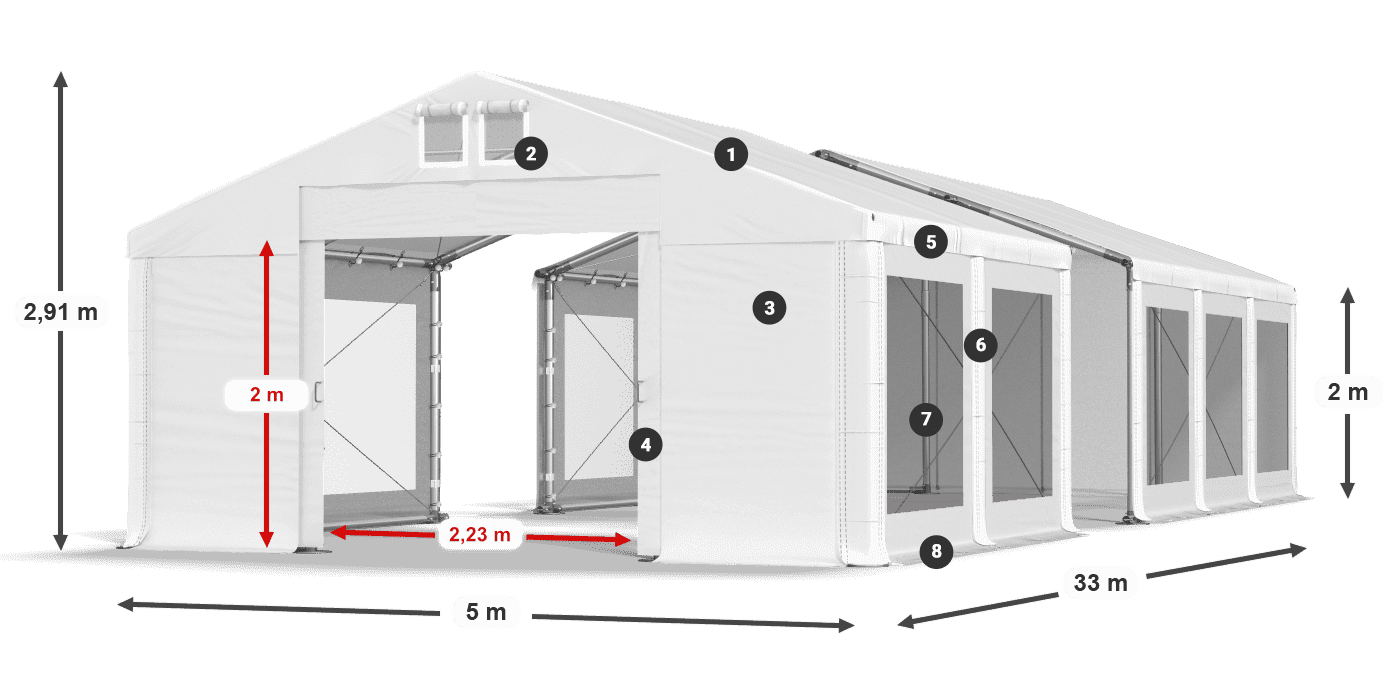Streha: MS 580 PVC Stene: MS 580 PVC 2 m legenda