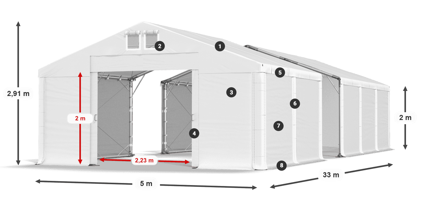 Streha: MS 580 PVC Stene: SD 500 PVC 2 m legenda