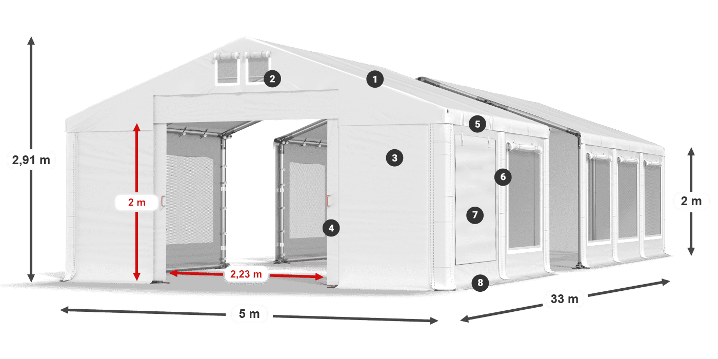 Streha: MS 580 PVC Stene: SD M 500 PVC 2 m legenda