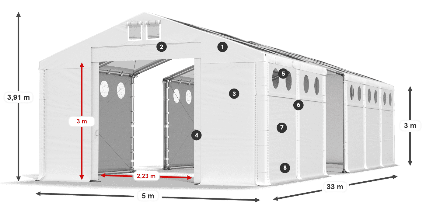 Streha: MS T 580 PVC Stene: FR O 620 PVC 3 m legenda