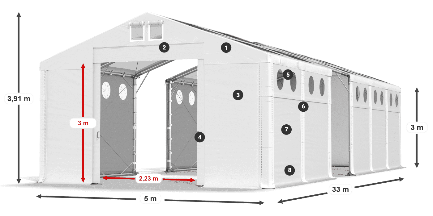 Streha: MS T 580 PVC Stene: MS O 580 PVC 3 m legenda