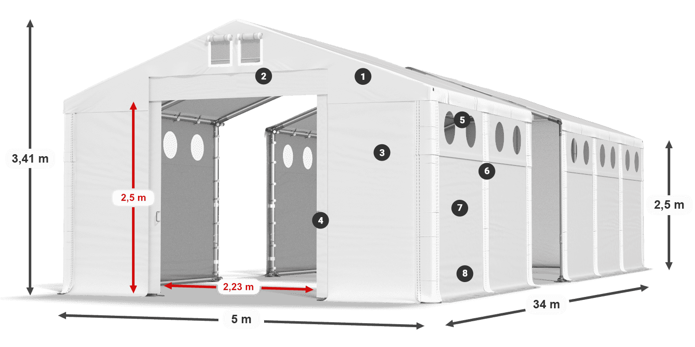 Streha: MS 580 PVC Stene: SD O 500 PVC 2,5 m legenda