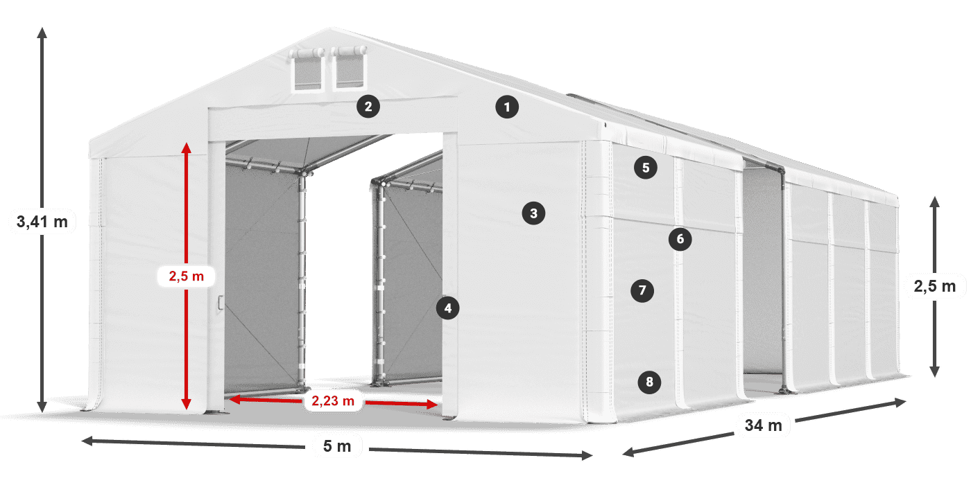 Streha: MS 580 PVC Stene: SD 500 PVC 2,5 m legenda