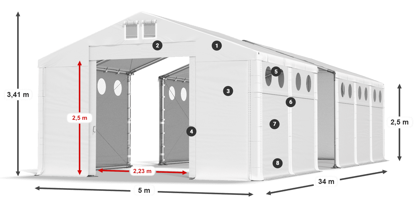 Streha: MS 580 PVC Stene: SD O 500 PVC 2,5 m legenda