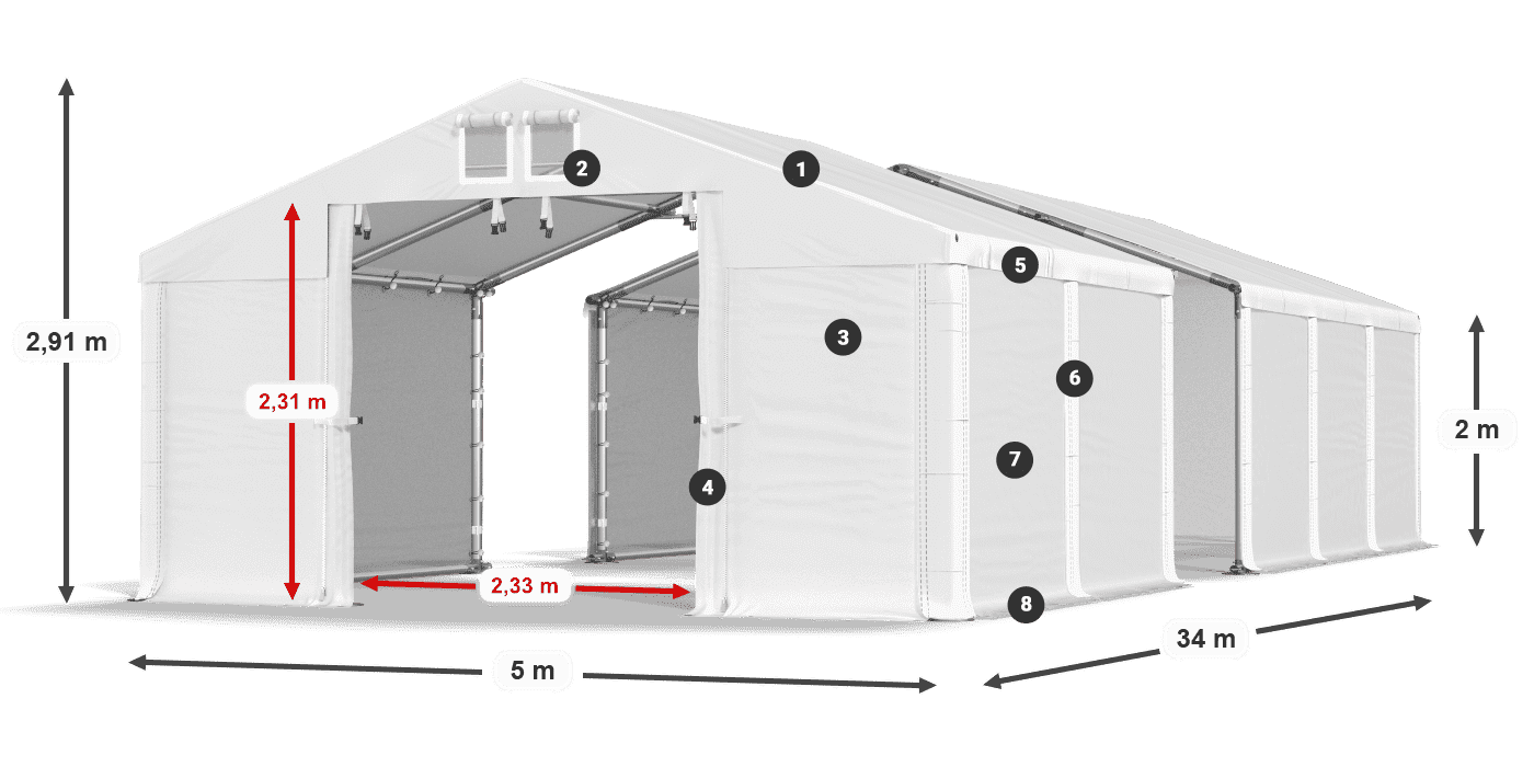 Streha: FR 620 PVC Stene: SD 500 PVC 2 m legenda