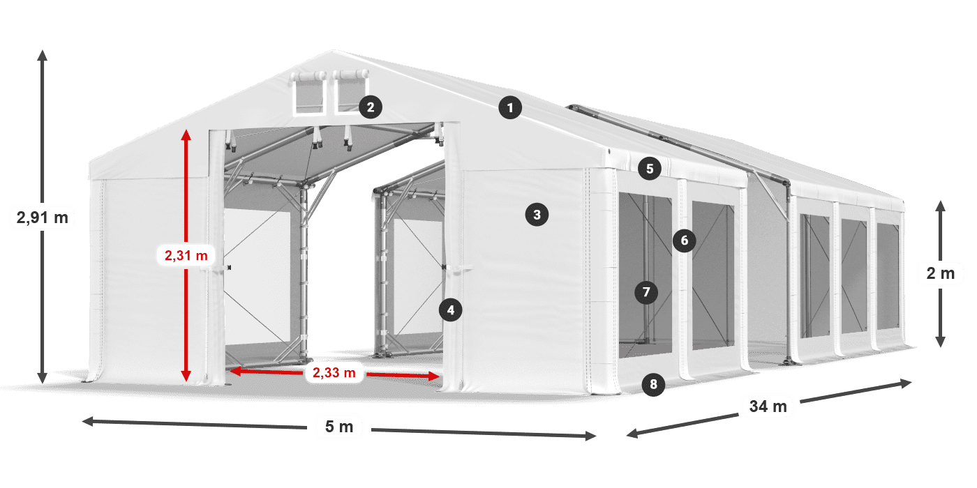 Streha: MS 580 PVC Stene: MS 580 PVC 2 m legenda