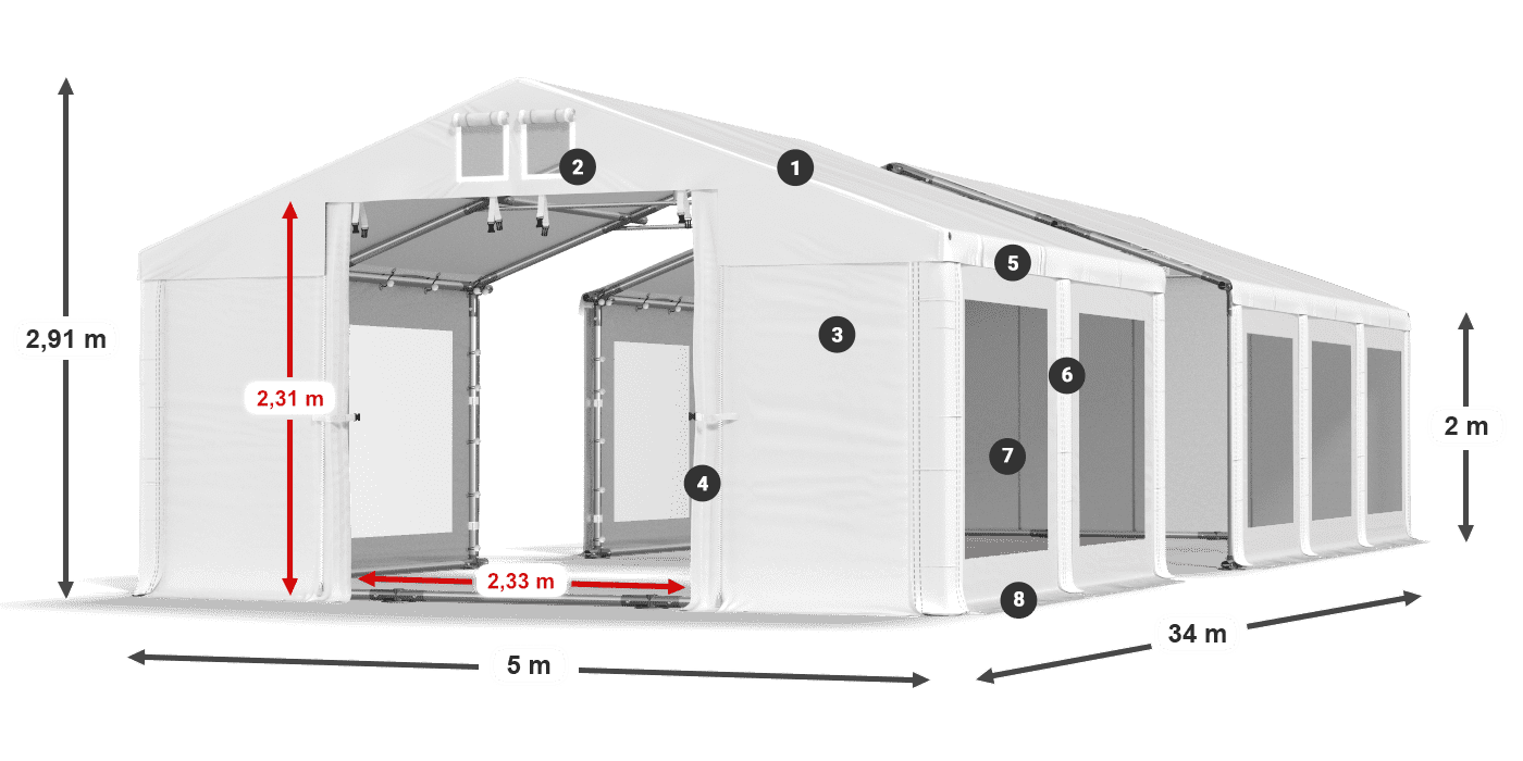 Streha: MS 580 PVC Stene: MS 580 PVC 2 m legenda