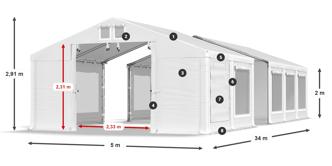 Streha: MS 580 PVC Stene: SD M 500 PVC 2 m legenda