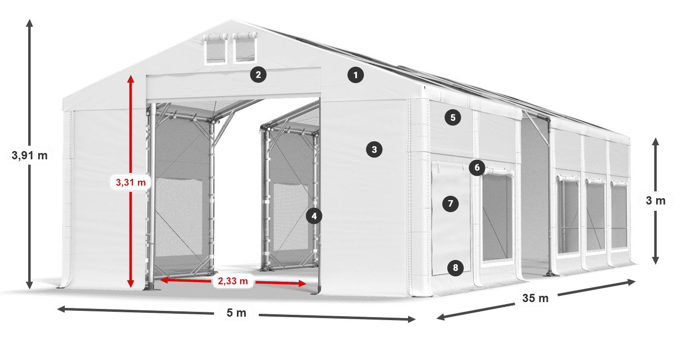 Streha: MS T 580 PVC Stene: SD M 500 PVC 3 m legenda